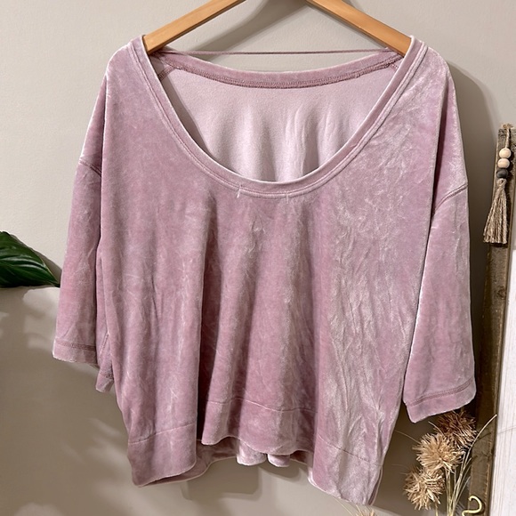 We The Free Valerie Velvet Top Mauve Oversized XS - Picture 5 of 11